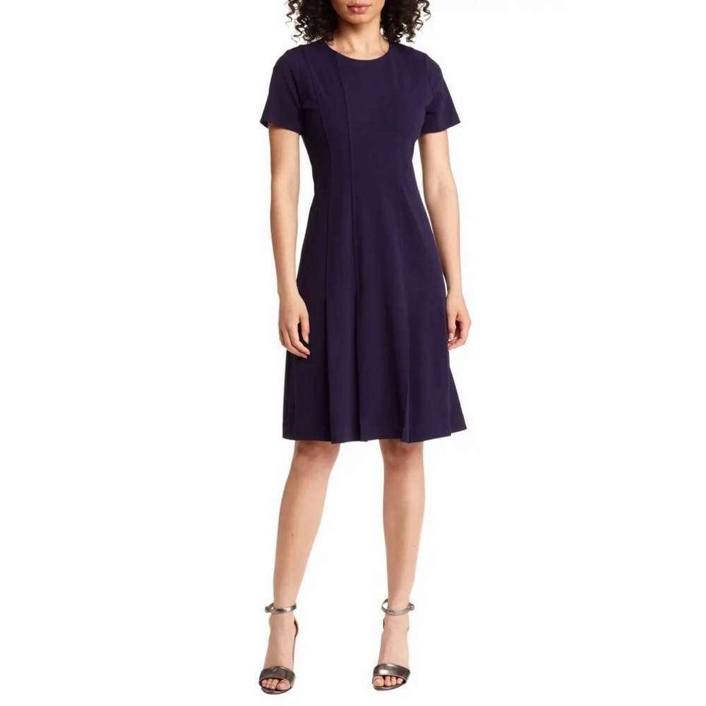 NWOT Tahari ASL Stretch Crepe Fit & Flare Dress BLUE - SIZE 4